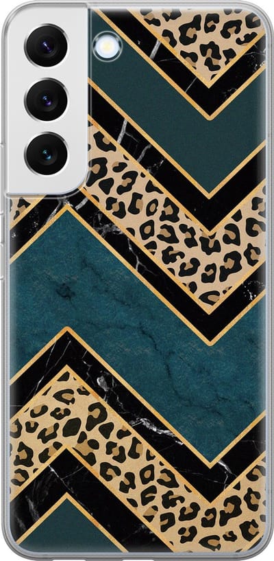 Leuke Telefoonhoesjes - Hoesje geschikt voor Samsung Galaxy S22+ - Luipaard zigzag - Soft case - TPU - Luipaardprint - Multi