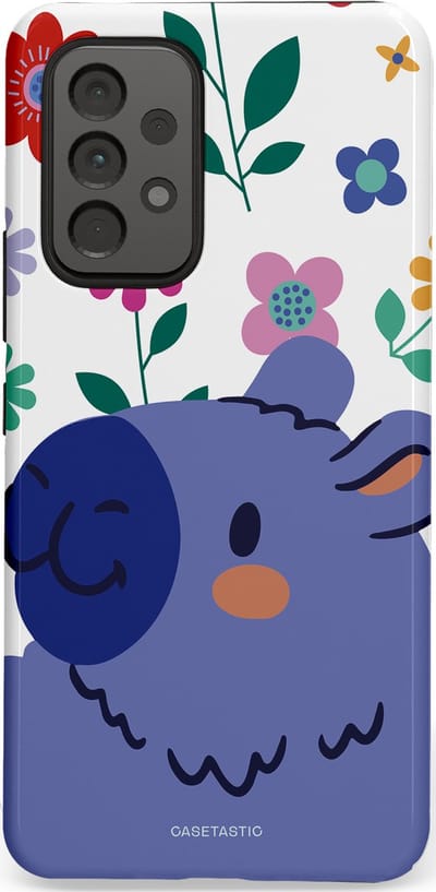 Casetastic Hoesje Geschikt voor Samsung A53 - Stijlvolle Beschermende Duo-layer Case - Capibara Bloempje Blauw
