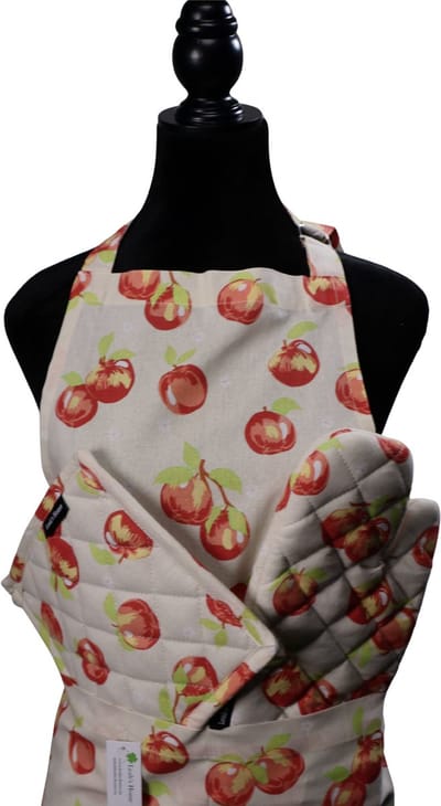 Keukenset 3-delig – Schort + Ovenwant + Pannenlap – Voor Haar – Kookcadeau - Cadeauset - Appel - Apple