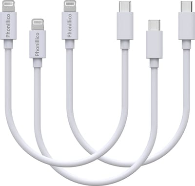 3x Lightning naar USB C Kabel Wit - 0,2 meter - Oplaadkabel voor iPhone 12 / 12 MINI / 12 PRO / 12 PRO MAX / 11 / 11 PRO / 11 PRO MAX / SE 2022 / SE 2020