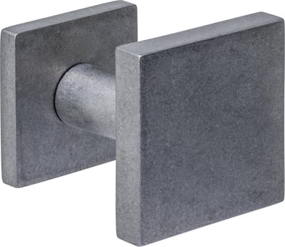 Intersteel Voordeurknop vierkant 64x64mm op achterplaat 54x54mm verkropt éénzijdige montage rvs getrommeld