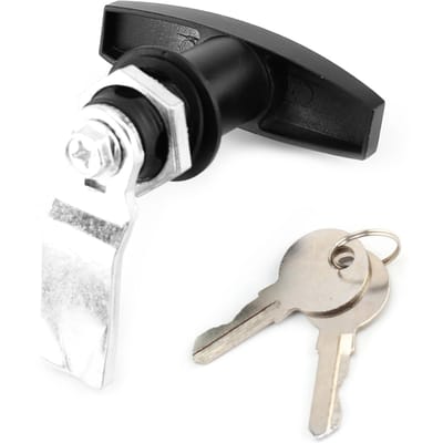 Achterbevestiging T-handvat Sluiting Gereedschapskist Garagepoortslot met Sleutels voor Trailer Caravan Black