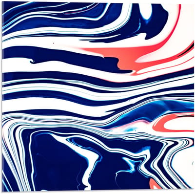 Acrylglas - Blauw/Witte Vlekken - 50x50cm Foto op Acrylglas (Met Ophangsysteem)