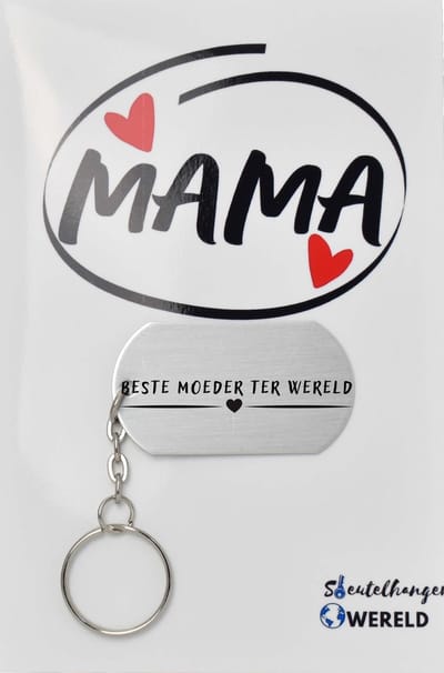 Beste moeder ter wereld Sleutelhanger inclusief kaart- mama cadeau - moeder - Leuk kado voor je mama om te geven - 2.9 x 5.4CM