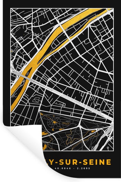Muurstickers - Sticker Folie - Frankrijk - Neuilly-sur-Seine - Stadskaart - Plattegrond - Kaart - 20x30 cm - Plakfolie - Muurstickers Kinderkamer - Zelfklevend Behang - Zelfklevend behangpapier - Stickerfolie