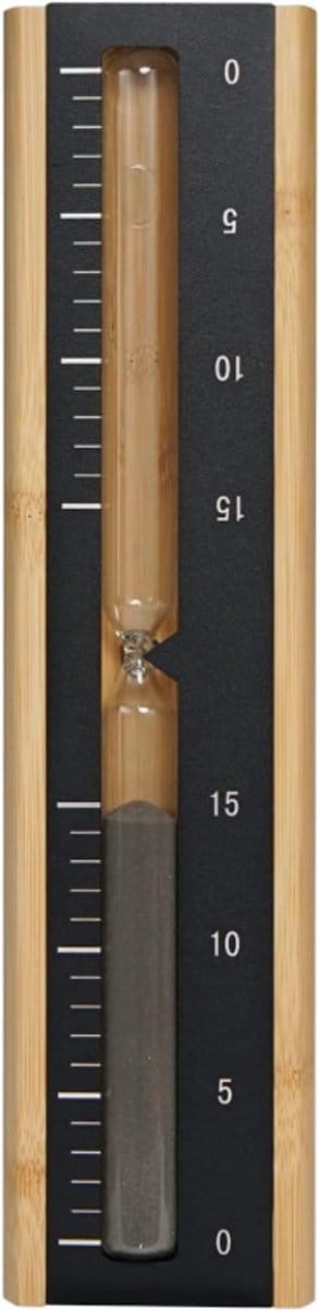 Zwarte Sauna Zandloper 15 Minuten – Sauna Accessoires – Houten Zandloper met Zwart Zand – Timer Sauna – Saunaklok – Hittebestendig
