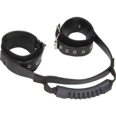 Bonded Leather Hand Cuffs With Handle