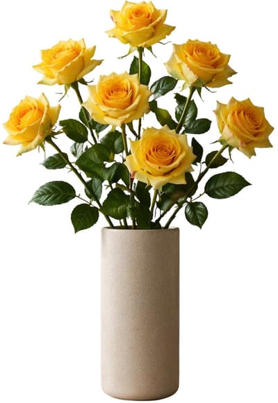 Mica Decorations Kunstbloemen Roos Amore - 4x - 66 cm - geel - zijdebloemen - boeket - rozen