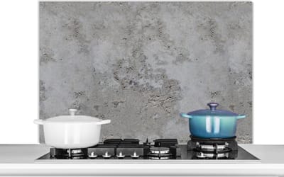Spatscherm keuken 100x65 cm - Kookplaat achterwand Patroon - Grijs - Oud - Beton print - Muurbeschermer - Spatwand fornuis - Hoogwaardig aluminium