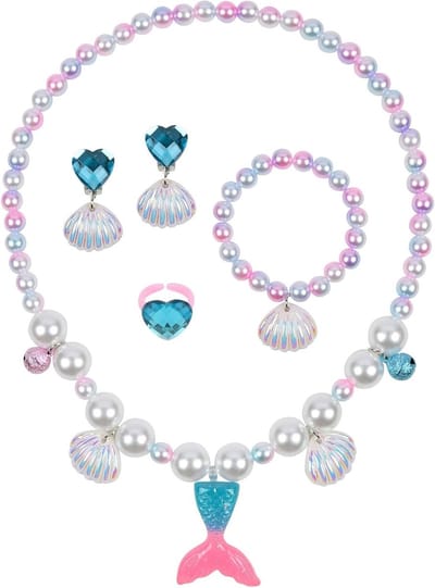 Kinderen Decoraties Zeemeermin en Prinses Verkleedset van 5 Stukken - Perfecte Verjaardag en Kerstcadeau voor Meisjes, Hoogwaardige Materialen, Geschikt voor Diverse Gelegenheden