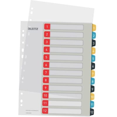 Leitz Cosy Printbare  PP Tabbladen - 1-12 Numerieke Tabbladen - Tabbladen a4 - Tabbladen Voor Ordners