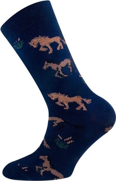 Kindersokken Donkerblauw met Paarden - 27/30