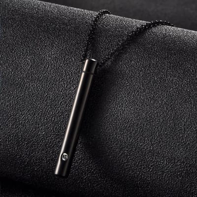 Ketting met Afsluitbare Ashanger Urn Hanger (smal model) - Zilver kleurig - Kettingen Heren Dames