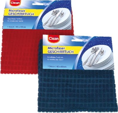 Clean Theedoek microvezel 40x60cm 2-voudig