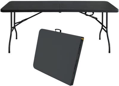 Merax Opvouwbare Tafel 180cm - Draagbare Inklapbare Tafel - Klaptafel met Handvat - Multifunctionele Vouwtafel voor Binnen en Buiten - Camping Picknick Feest - 150KG Draagkracht - Zwart