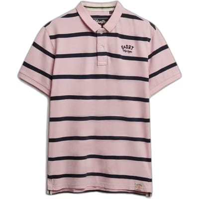 Superdry Vintage Stripe Korte Mouw Poloshirt Roze L Man