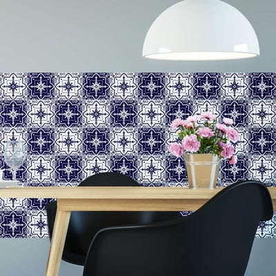 Zelfklevende tegelmuurstickers voor keuken en badkamer - 60 cementtegelstickers, Azulejos Milagro - 60 stickers, 15x15cm