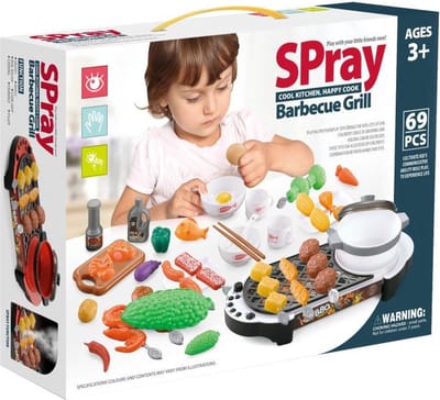 Speelgoed bbq - barbecue grill speelset - 69-delig - met licht en geluid