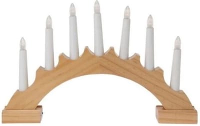 Candle Bridge 7Led Wood Round Kerst Nampook
