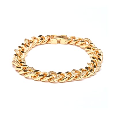 Luxenter Armband van metaallegering en schitterende zirkonia met 18-karaats geelgouden afwerking - Imfure