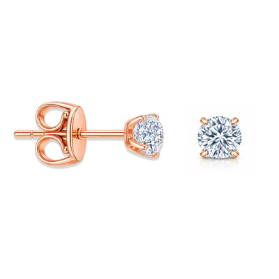Pax Amare Zirkonia Oorbellen Dames - Stainless Steel Oorknopjes met Steentje - Rosé Goud - 5mm