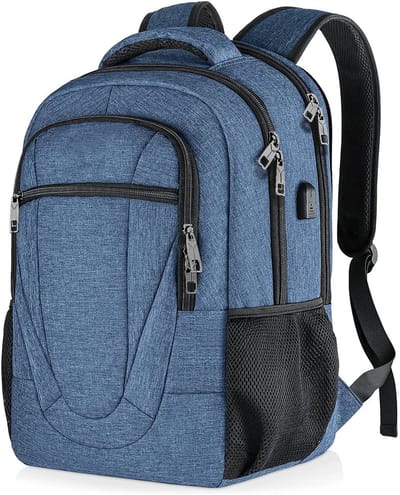 REDOM Rugzak Backpack 17,3 Inch Laptop Rugzak - Grote Capaciteit - Ruime Opbergruimte - Meerdere Vakken - Waterdicht - Anti-diefstal - USB-poort - Comfortabel Draagbaar - School - Werk - Reis - Oxford Stof - Blauw