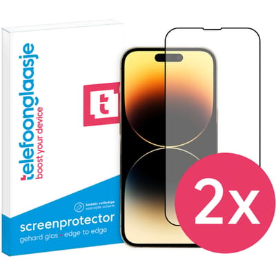 DuoPack: iPhone 14 Pro screenprotector gehard glas Edge to Edge
