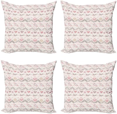 ABAKUHAUS Pastel Kussenhoes Set 4x40 cm – Dubbelzijdig bedrukt – Microvezel