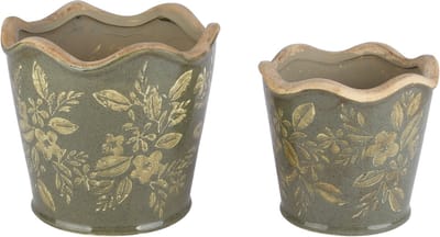 Dekoratief | Set 2 Bloempots 'Dark Botanique', keramiek, 18x18x18cm | A265005