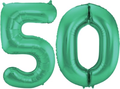Folat Verjaardag Leeftijd folieballon - 50 jaar - groen - 86 cm - cijferballon groot - Abraham / Sarah