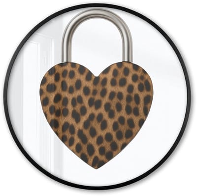 Poster in lijst Rond - Fotolijst 60x60 cm - Posters - Slot - Hartvormig - Bruin - Panterprint - Ronde posterlijst zwart - Decoratie - Wanddecoratie woonkamer - Muurdecoratie slaapkamer