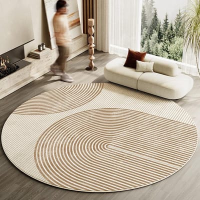 Decoratie Woonkamer in Japanse Stijl Gestreept Tapijt Huis Rond Anti-slip Mat Dik Wasbaar Loungekleed Eenvoudige Kleden voor Slaapkamer 80x80CM
