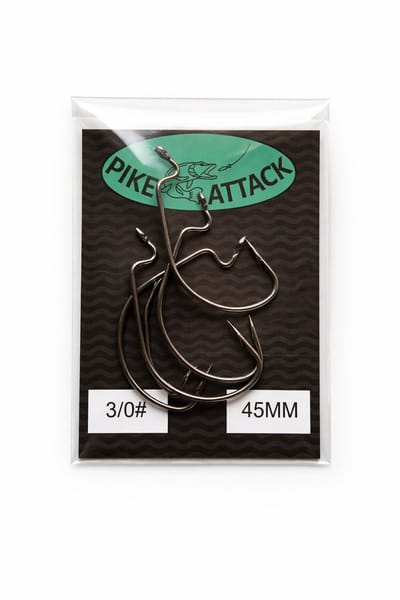 PikeAttack-ofsethaak-wormhaak-weedleshaak-vishaak-size 3/0#- 45mm