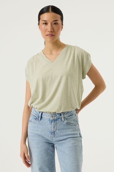 GARCIA Dames Effen T-shirt Groen Korte mouw