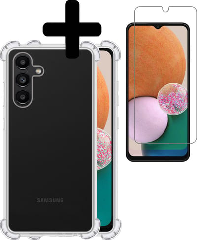Hoesje - Met Screenprotector - Geschikt voor Samsung Galaxy A13 5G - Sterk & Shockproof - Siliconen Case - Back Cover - Telefoon Hoes - Shock Proof - Telefoonhoesjes - Transparant