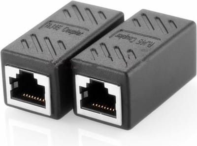 Techvavo® Set van 2 - Netwerk LAN Koppelstuk - Ethernet Connector Verlengstuk - Zwart