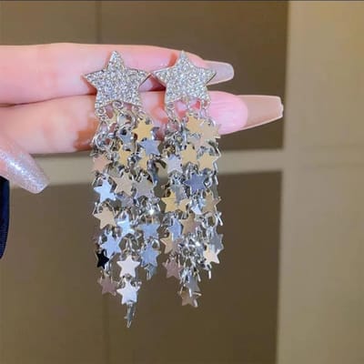 2 Pièces Boucles d'Oreilles Étoile Mode Femme Bijoux Design Décontracté Adapté pour Rendez-vous, Fête, Festival Cadeaux-E77 gray