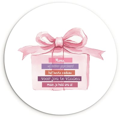WallCircle® Wandcirkel 120x120 cm - Muurcirkel Cadeau - Strik - Tekst - Roze - Muurdecoratie woonkamer - Wanddecoratie slaapkamer - Kamer decoratie accessoires - Ronde schilderijen XXL
