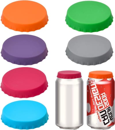 Set van 6 Herbruikbare Siliconen Deksel voor Blikjes - Kleurrijke Stofdichte Deksel voor Frisdrank, Bier en Energiedrank - BPA-vrije Sealing Caps voor Thuis, BBQ en Kamperen