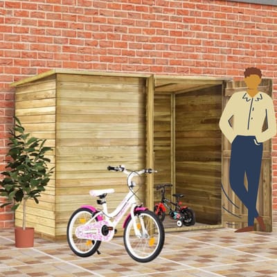 Fietsberging - Fietsenhok - Stalling - Tuinschuur - Huis - Overdekt - Geïmpregneerd grenen hout - Scooter - Fiets