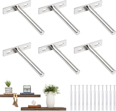 Set van 6 Onzichtbare Planken Steunen van 100mm - Zware Beugels voor Wandmontage, Ideaal voor Meubels en Decoratie