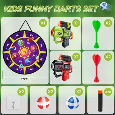 Dartbord voor Kinderen Schietspellen met Speelgoedpistolen Plakballen Darts Binnen Buiten Feest Sport Speelgoed Verjaardagscadeau voor Jongens Meisjes purple