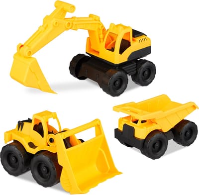 Speelgoed werkvoertuigen - set van 3 - kiepwagen - graafmachine - schuiflader - kunststof