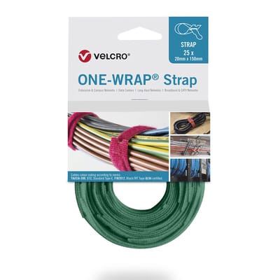 Velcro One-Wrap klittenband kabelbinders | 200 x 7mm | groen | 25 stuks