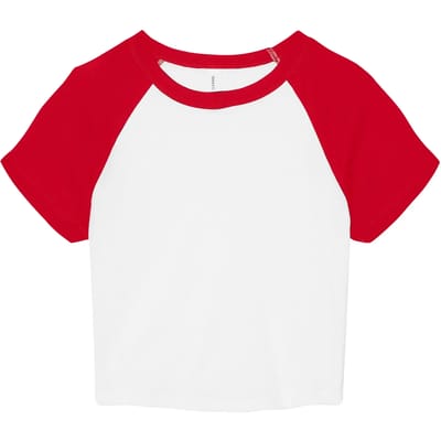 Bella+Canvas Women´s Micro Rib Raglan Baby Tee BL1201 - White/Red - XS