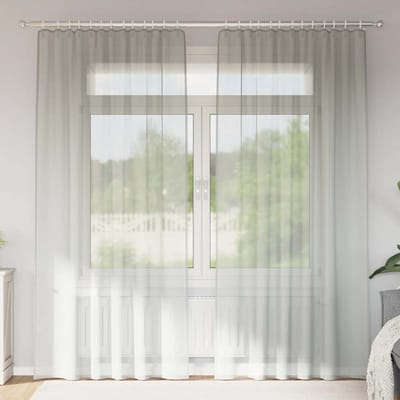 vidaXL Gordijnen voile met roedezakken 2 st lichtgrijs