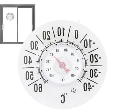 Buiten Temperatuur Meter - Analoge Klok - Temperatuur Monitoren - Batterijvrije Mechanische - 19 Centimeter Diameter - Wit