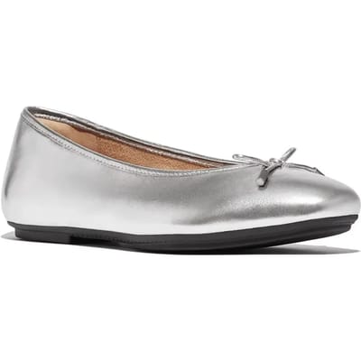 Fitflop Delicato Bow Soft Ballerina´s Zilver EU 39 Vrouw