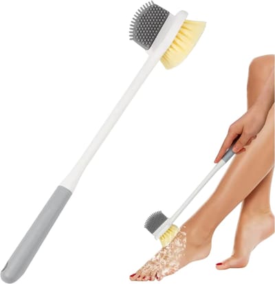 Siliconen Voetborstel met Lange Steel – Voetenschrobber voor Neusopeningen, Voetreiniging en Voetmassage, Douche Voetreinigingsborstel voor Exfoliatie