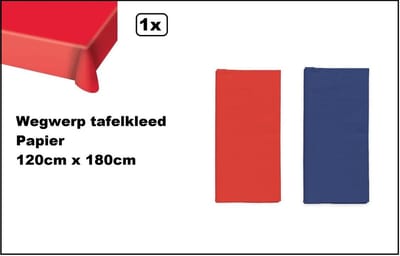 2x Tafelkleed papier blauw en rood 120cm x 180cm - wegwerp - Thema feest festival thema feest evenement gala